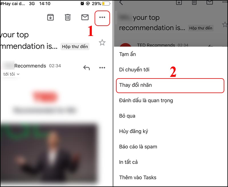 Thay đổi nhãn.